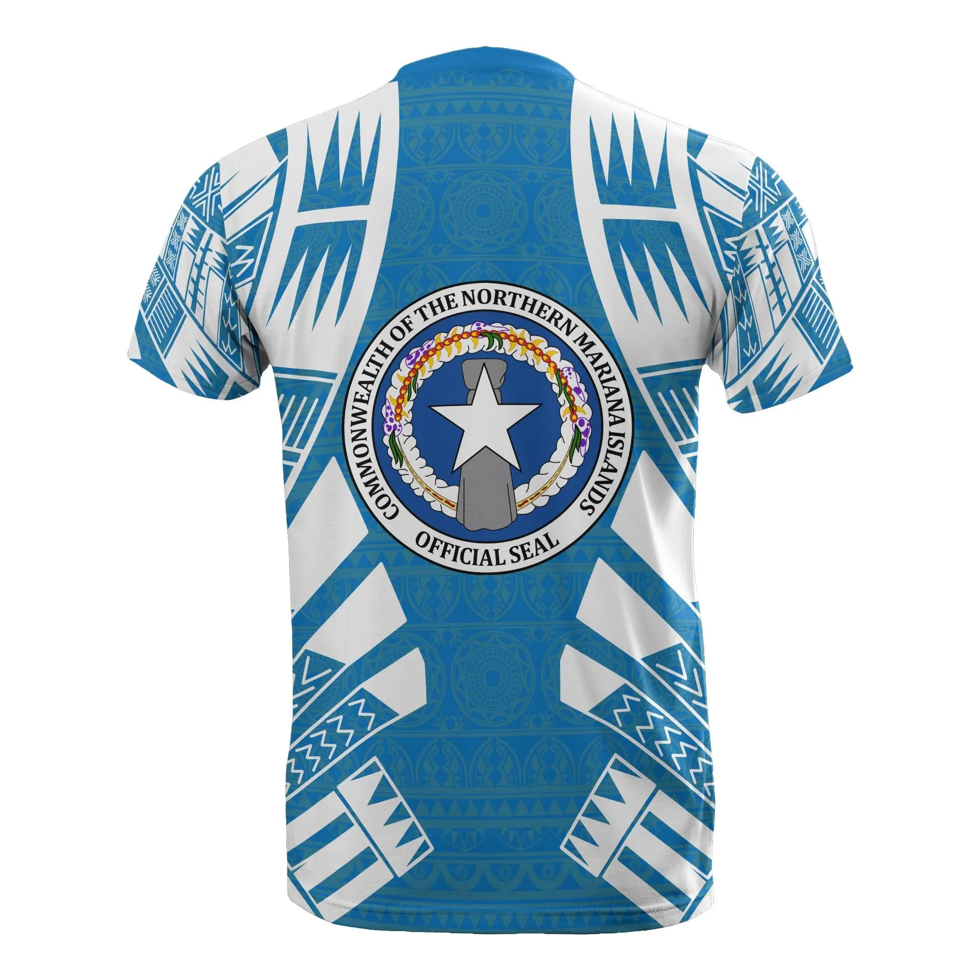 Northern Mariana Islands T shirt - C N M I Flag Polynesian Tattoo Blue Style