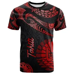 Tahiti Polynesian T-Shirt - Poly Tattoo Red Version