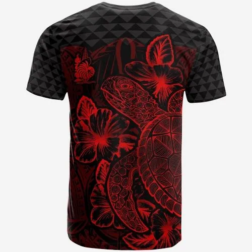 New Caledonia T shirt - New Caledonia Coat Of Arms Turtle Hibiscus Red