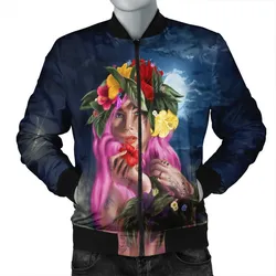 Hawaii Kanaka Colorful Hula Girl Bomber Jacket - Dinh Style