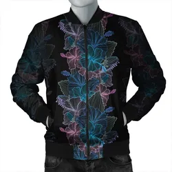 Hawaiian Hibiscus Full Color Polynesian Bomber Jacket - AH