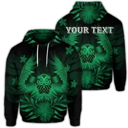 Alohawaii Hoodie - (Personalised) Hawaiian Owl Hibiscus Plumeria Polynesian Hoodie - Green - AH - J4R