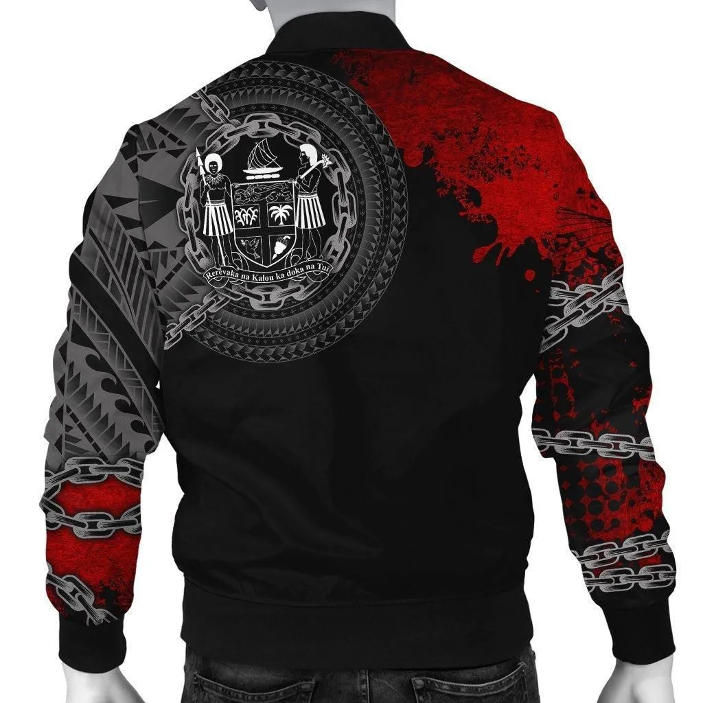 Fiji Polynesian Mens Bomber Jacket - Polynesian Chain Style