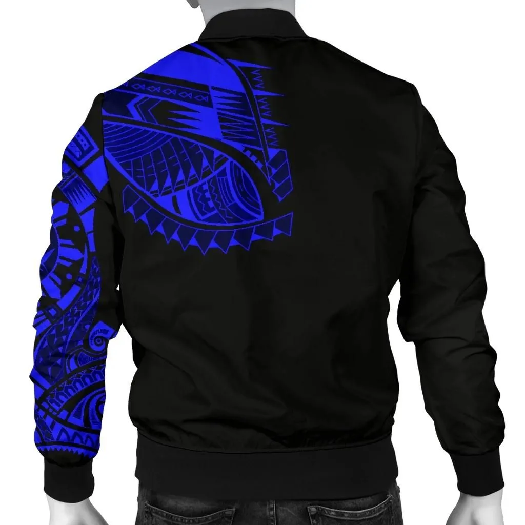 FamilyGater Jacket - Bomber Jacket Polynesian Chest Tattoo Blue A7