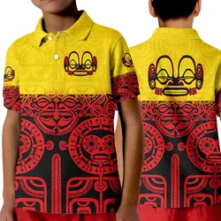 Marquesas Islands Polo Shirt KID Marquesan Tattoo Special Style - Gradient Red LT8