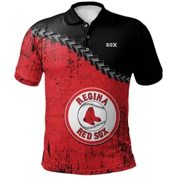 Regina Red Sox Polo Shirt Grunge Polynesian Tattoo - CA BASEBALL