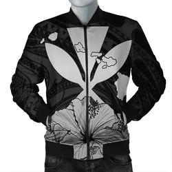 Hawaiian Kanaka Bomber Jacket Hibiscus Polynesian Love - Gray - AH