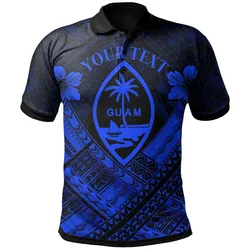 Guam Polynesian Custom Personalised Polo Shirt - Guam Blue Seal Camisole Hibiscus Style