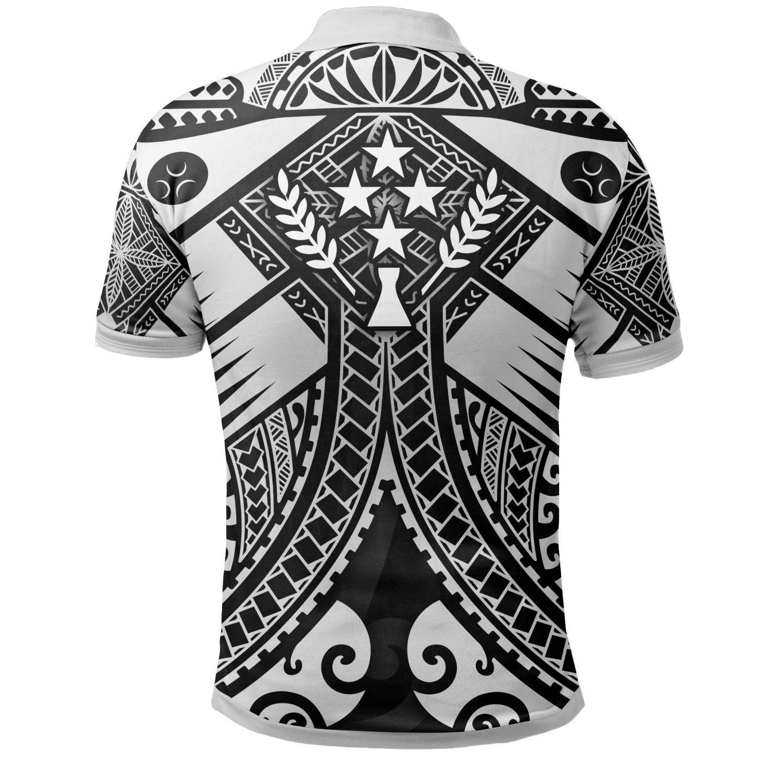 Kosrae Polo Shirts - White Seal with Polynesian Tattoo