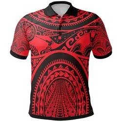 Polynesian Polo Shirt - Polynesian Patterns Maui Tattoo (Red)