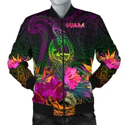 Guam Polynesian Mens Bomber Jacket - Summer Hibiscus