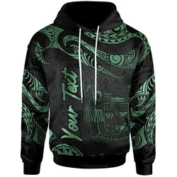 Fiji Polynesian Custom Personalised Hoodie - Poly Tattoo Green Version