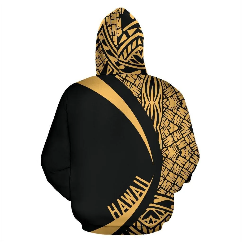 Hawaii Hibiscus Map Polynesian Hoodie - Circle Style Gold