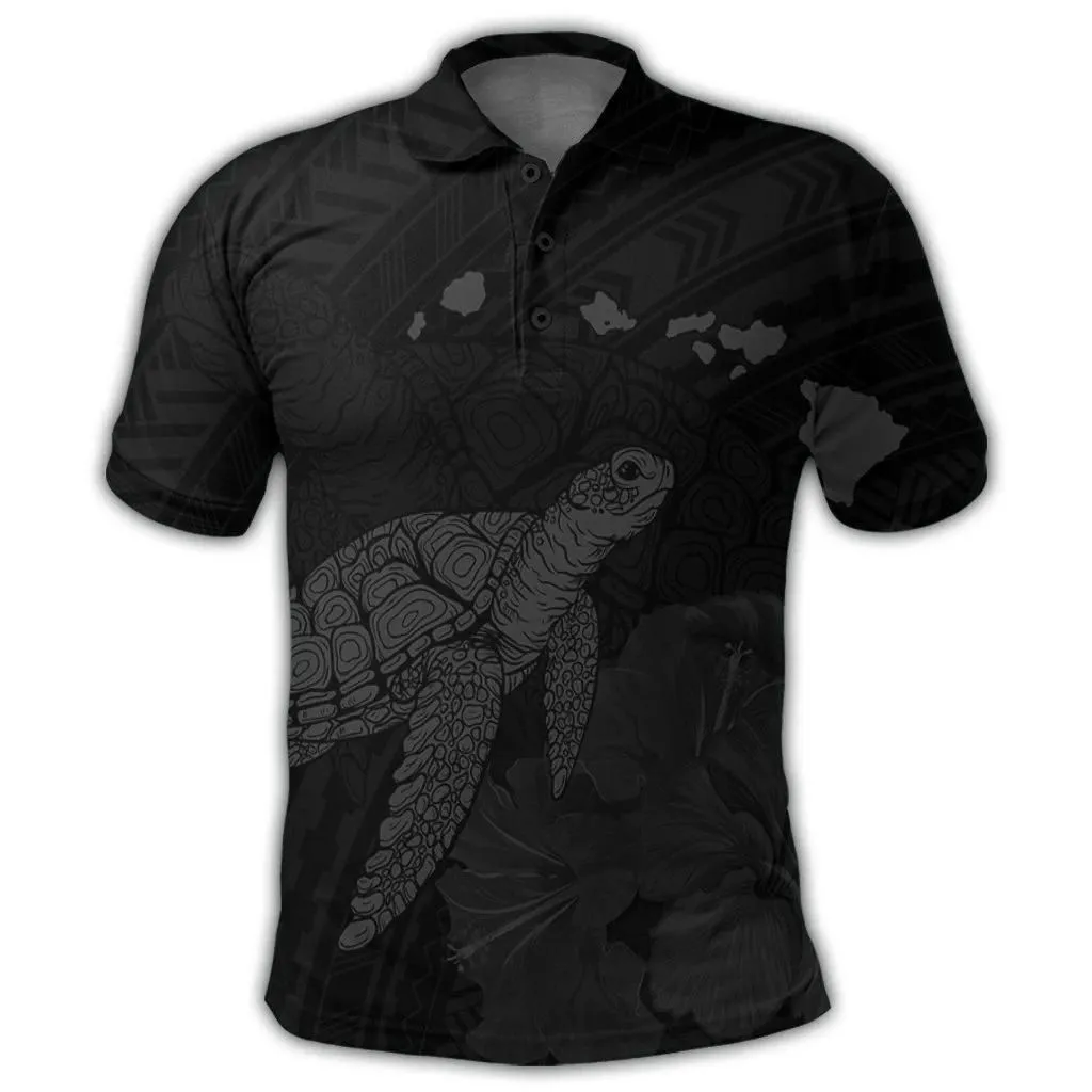 Alohawaii Shirt - Hawaii Polynesian Hibiscus Turtle Map Polo Shirt Grey - AH - J5R