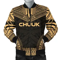 Chuuk Polynesian Chief Men's Bomber Jacket - Gold Version - Bn10