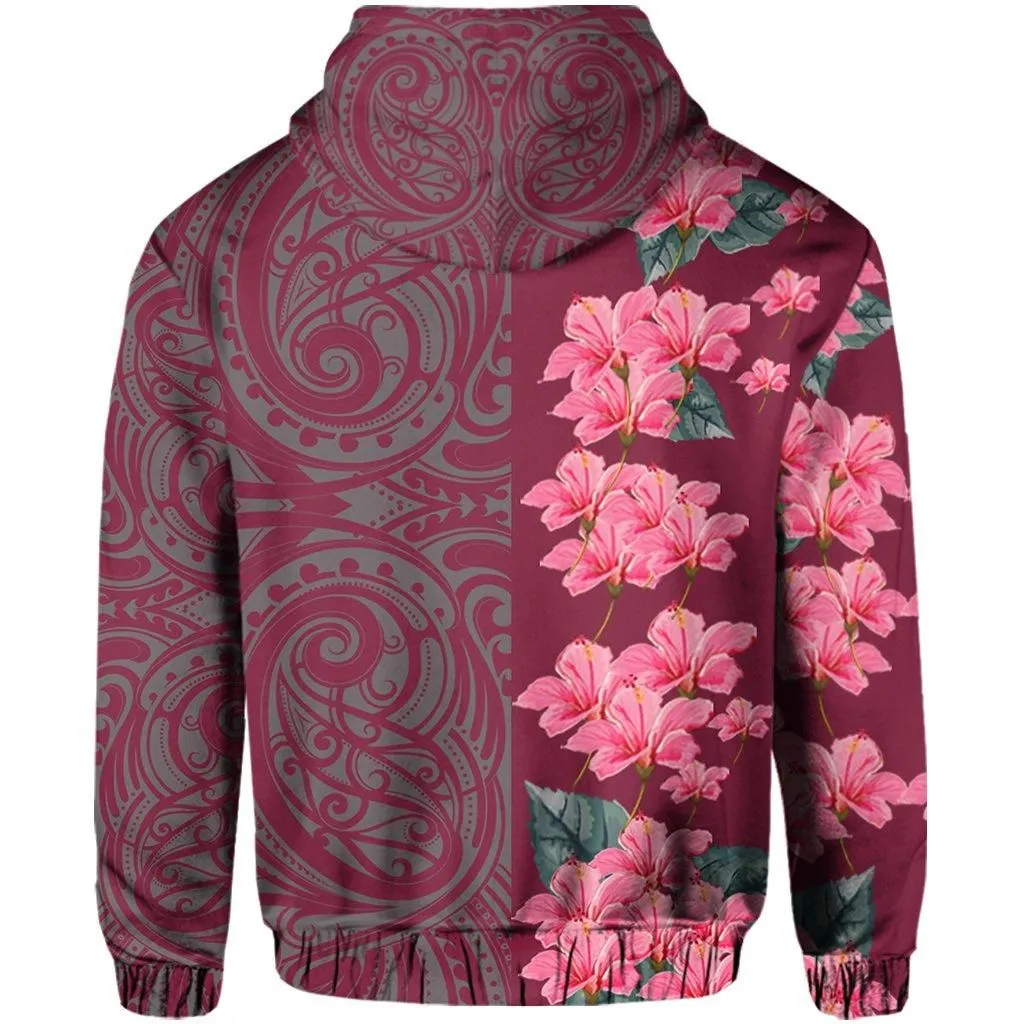 Hawaii Hibiscus Flower Polynesian - Hawaiian Hoodie - Curtis Style - Pink