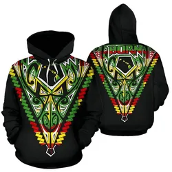Born Hawaii Hoodie - Hawaii Map Polynesian Tattoo 02