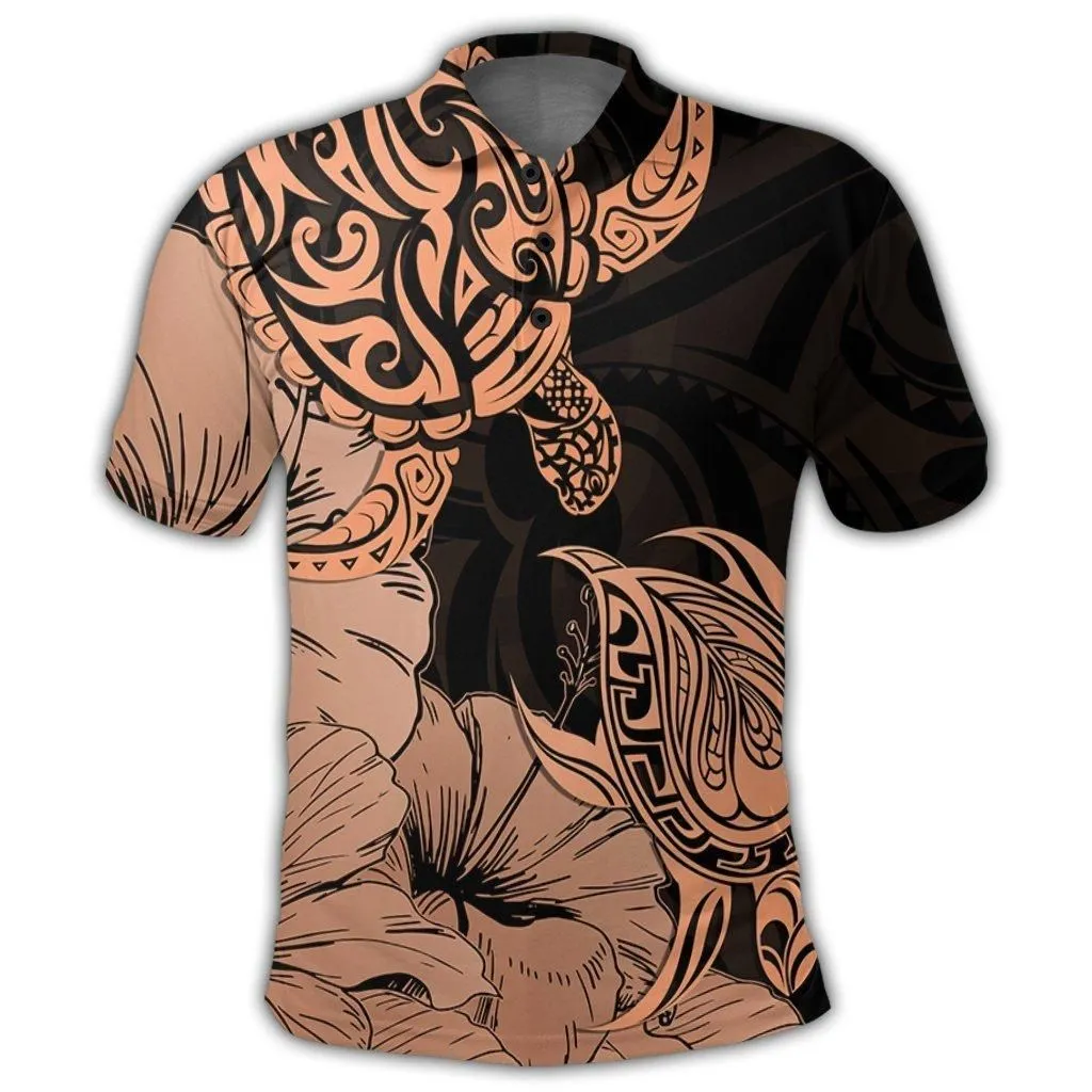 Hawaii Turtle Polo Shirt Polynesian Hibiscus Art Organe