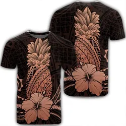Alohawaii Tee - Hawaii Polynesian Pineapple Hibiscus T-shirt Orange - AH - J4R