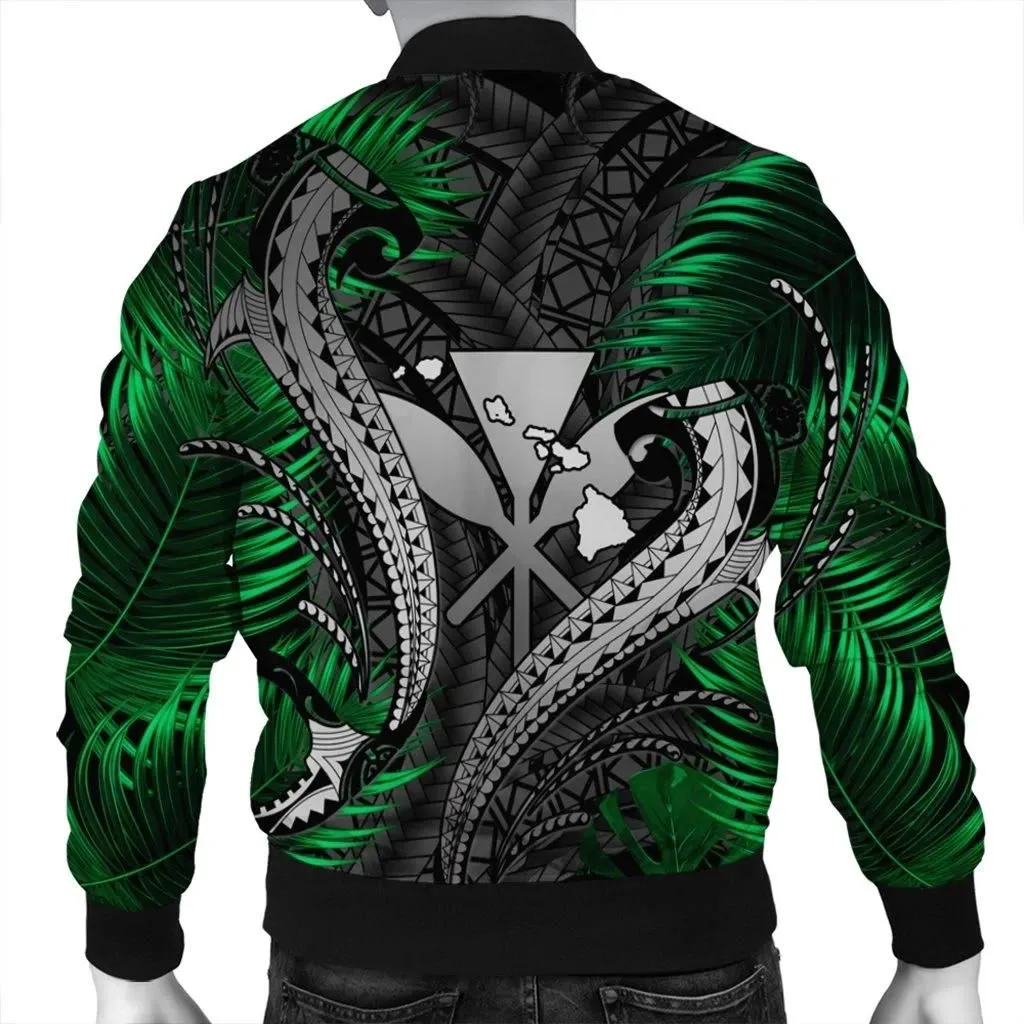 FamilyGater Jacket - Hawaii Shark Polynesian Tropical Bomber Jacket - Gray - AH - J4R