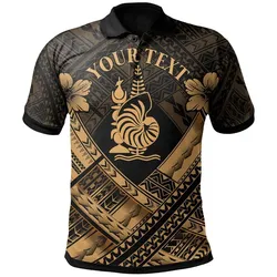 New Caledonia Polynesian Custom Personalised Polo Shirts - New Caledonia Gold Seal Camisole Hibiscus Style