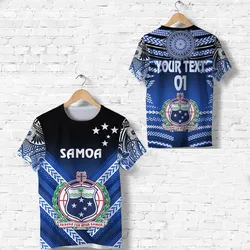 (Custom Personalised) Manu Samoa Rugby T Shirt Creative Style - Blue, Custom Text And Number