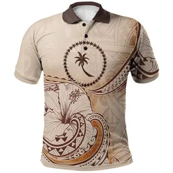 Chuuk Polo Shirt -  Hibiscus Flowers Vintage Style