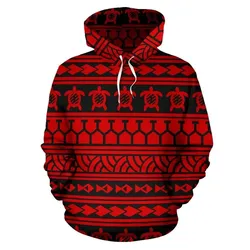 Alohawaii Hoodie - Polynesian Tattoo Tribal Red Pullover - AH - JR
