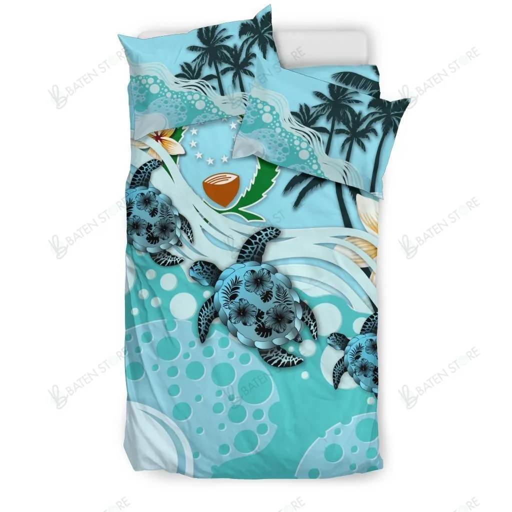 Pohnpei Blue Turtle Hibiscus Bedding Set Bedroom Decor