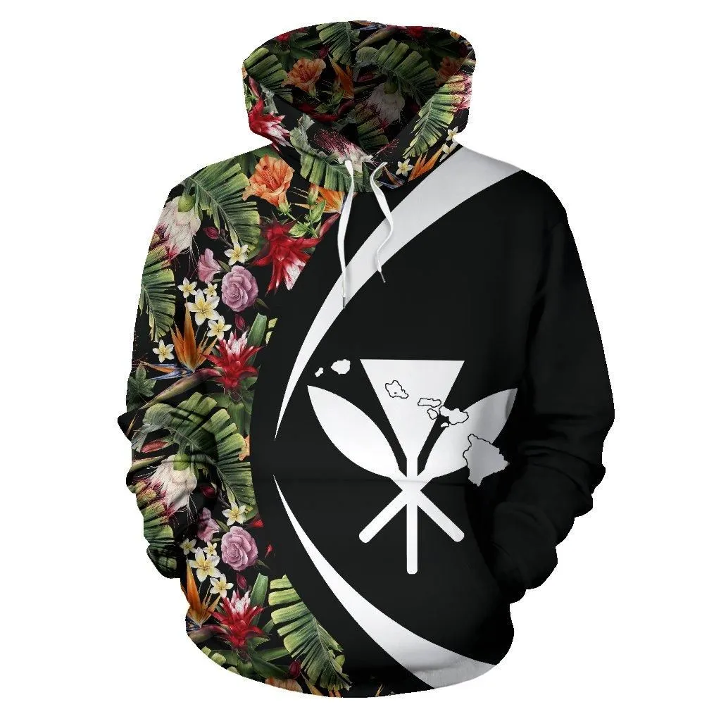 Kanaka Tropical Flowers Watercolor Hoodie - Circle Style