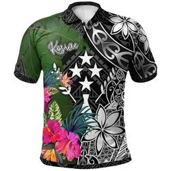 Kosrae Polo Shirt - Turtle Plumeria Banana Leaf