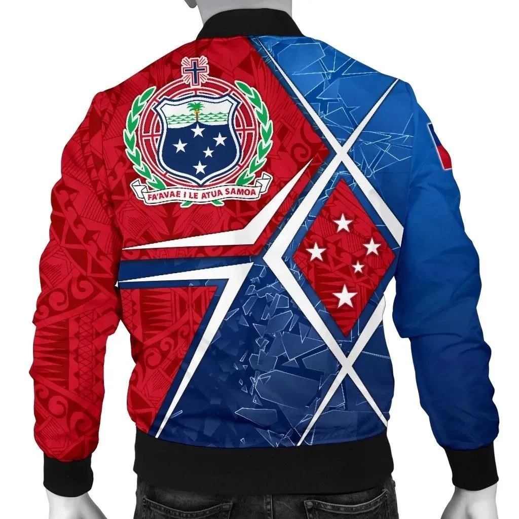 Alohawaii Jacket - Bomber Jacket Samoa - Samoa Flag with Polynesian Patterns - BN15