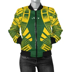 Society Islands Women Bomber Jacket - Polynesian Tattoo Flag - BN0110