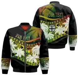 Personalised Fiji Day Bomber Jacket Flying Fijians Masi Kesa Style - Reggae LT7