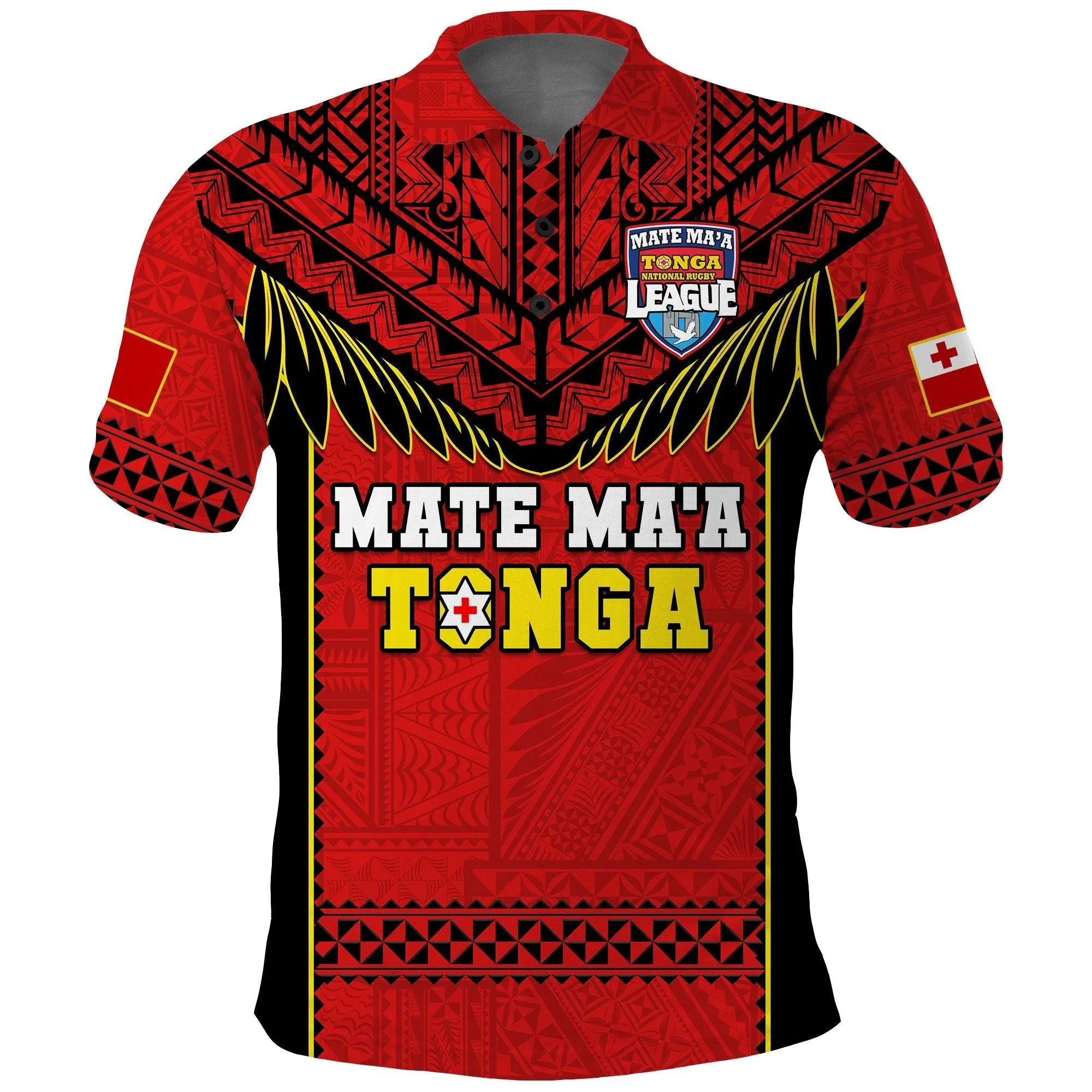 (Custom Text And Number) Tonga Rugby Polo Shirt Mate Maa Tonga Pacific Ngatu Black LT14
