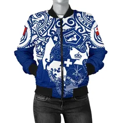 FamilyGater Jacket - Bomber Jacket Tonga Polynesian - Tongan Pride (Bright Blue) - BN15