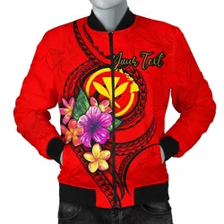 Hawaii Polynesian Custom Personalised Mens Bomber Jackets - Floral With Seal Red