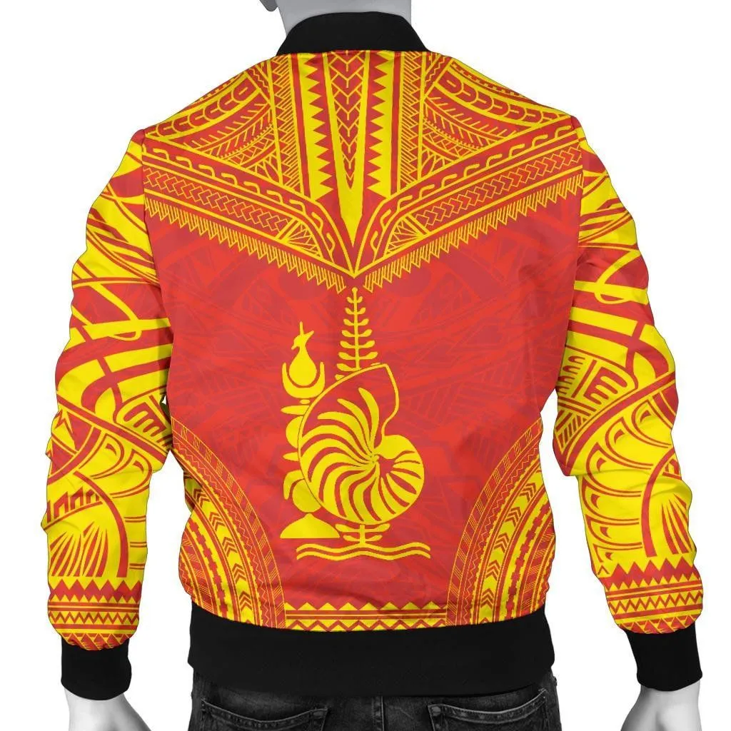 New Caledonia Flag Polynesian Chief Men's Bomber Jacket - Bn10
