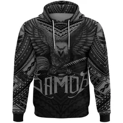 American Samoa Hoodie Eagle Tattoo Style Gray