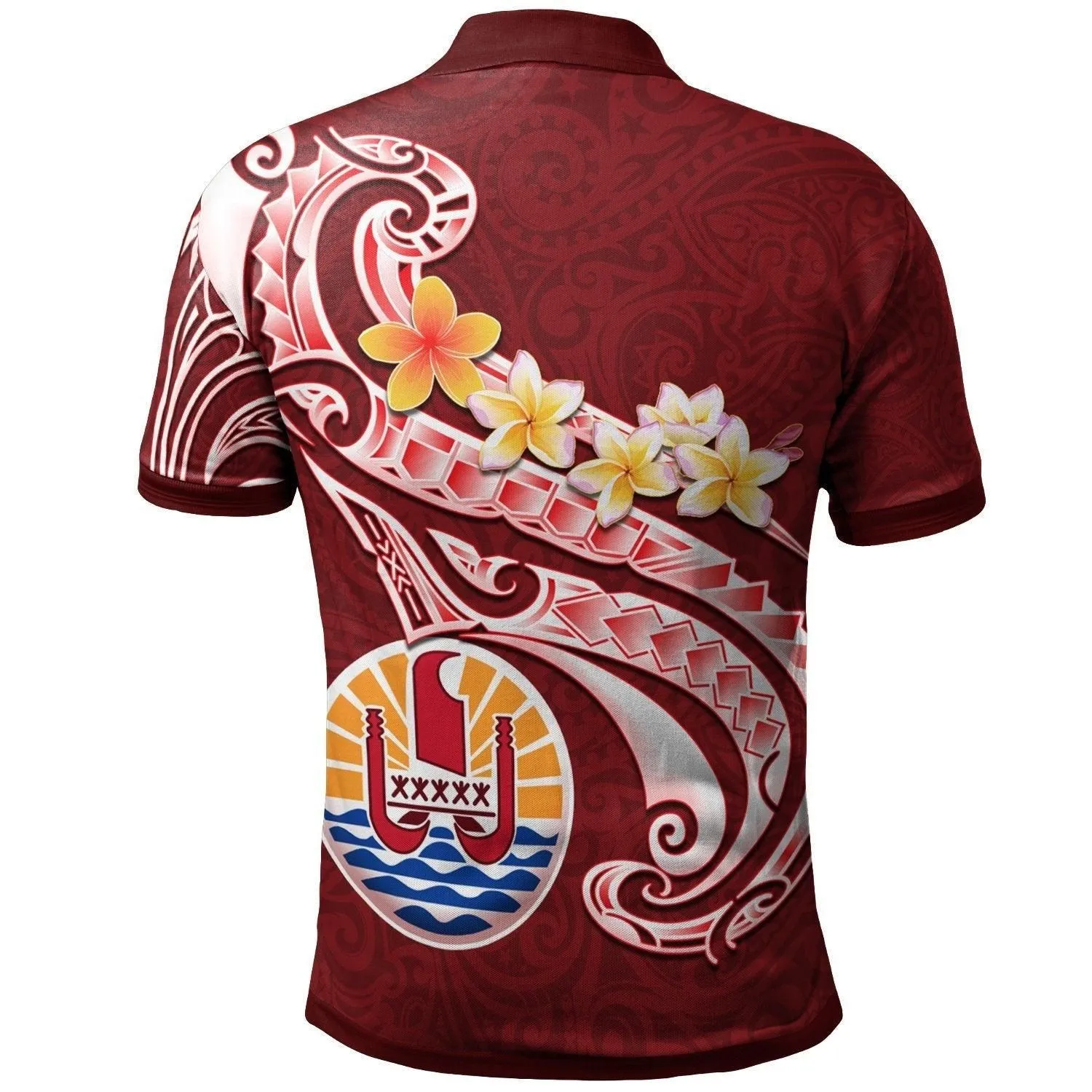 Tahiti Personalised Polo Shirt - Tahiti Seal Polynesian Patterns Plumeria