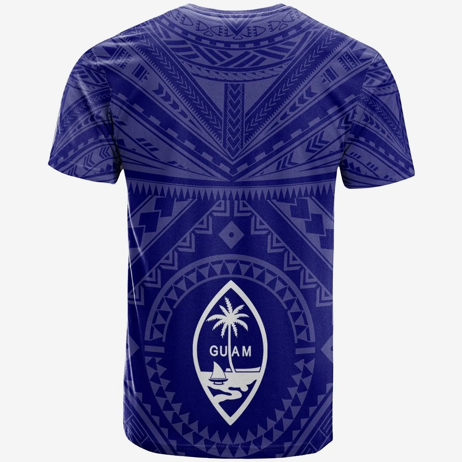 Guam Personalised T shirt - Guam Seal With Polynesian Tattoo Style (Blue)