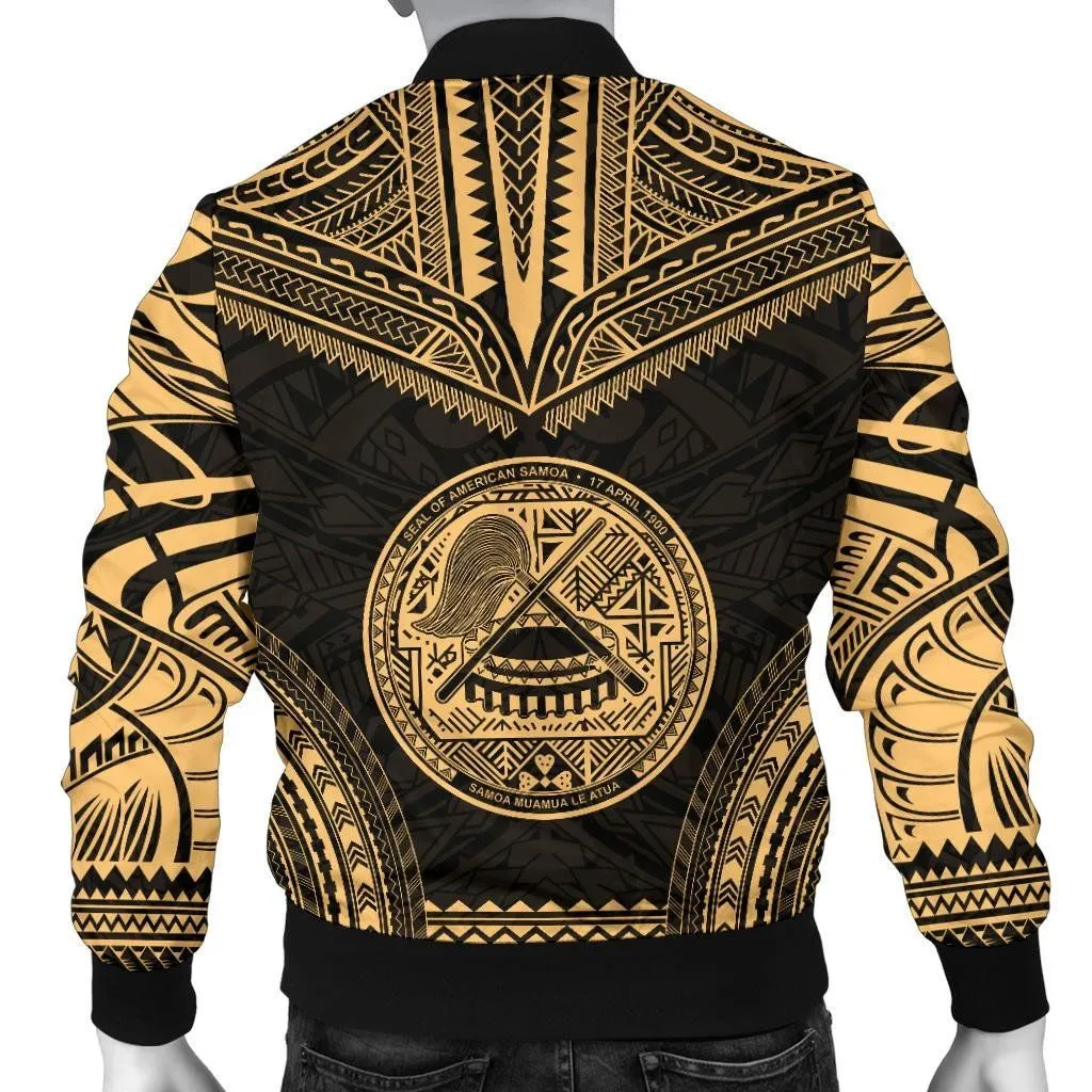 American Samoa Polynesian Chief Men's Bomber Jacket - Gold Version - Bn10