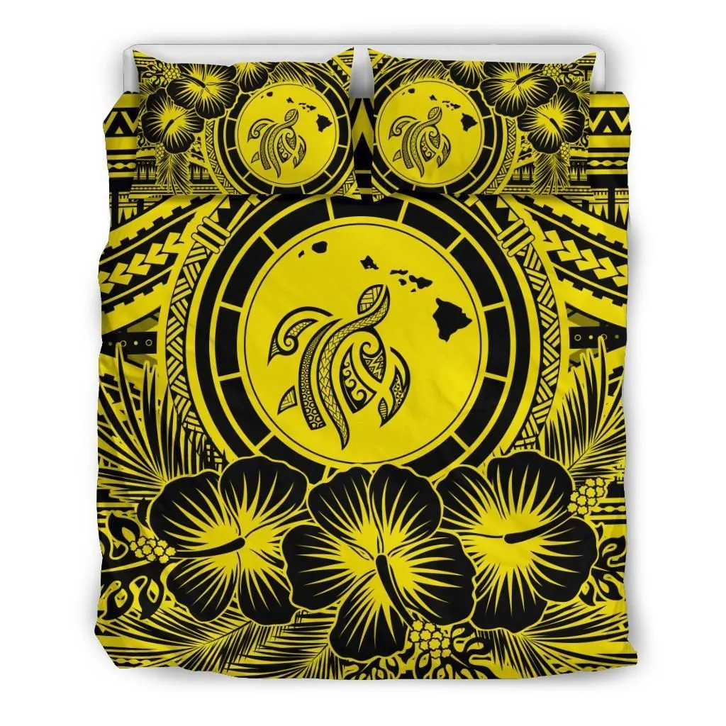 Alohawaii Bedding Set Hawaii Map Honu Hibiscus Yellow Polynesian Bedding Set Ah Jg Dhc1712667Dd