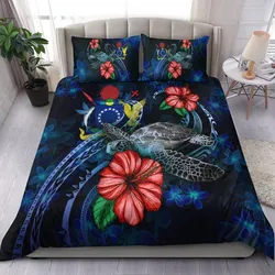 Cook Islands Polynesian Bedding Set - Blue Turtle Hibiscus