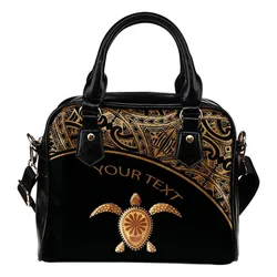 Turtle Custom Personalised Shoulder Handbag - Polynesian Gold Curve Style