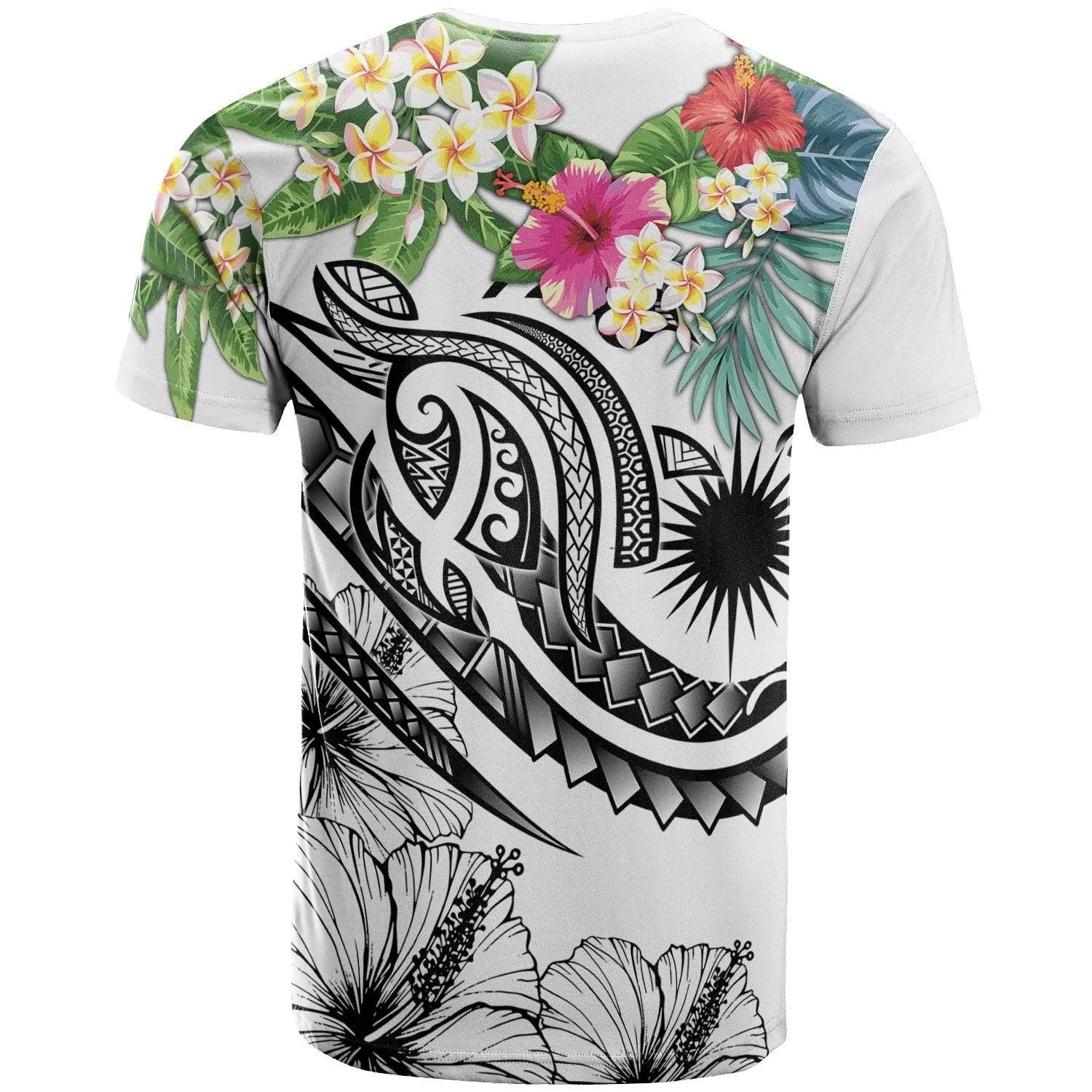 Marshall Islands Polynesian T-Shirt - Summer Plumeria (White)