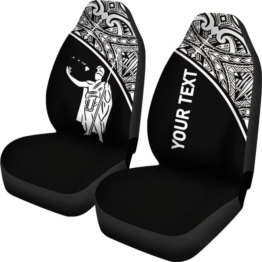 Hawaii Custom Personalised Car Seat Covers - Kamehameha King Polynesian White Curve