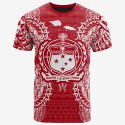 Samoa All Samoa Coat Of Arms Map Polynesian Tattoo Red White Unisex 3D T-Shirt All Over Print ONCLV