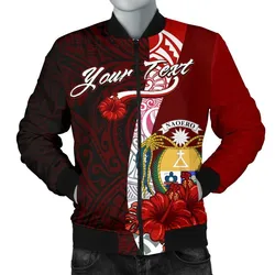 Nauru Polynesian Custom Personalised Mens Bomber Jacket - Coat Of Arm With Hibiscus