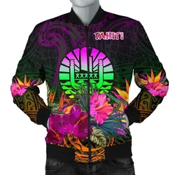 Tahiti Men's Bomber Jacket - Summer Hibiscus - bn15